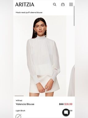 Aritzia Wilfred Valencia Blouse, Smocked-Neck Sheer Long-Sleeve
